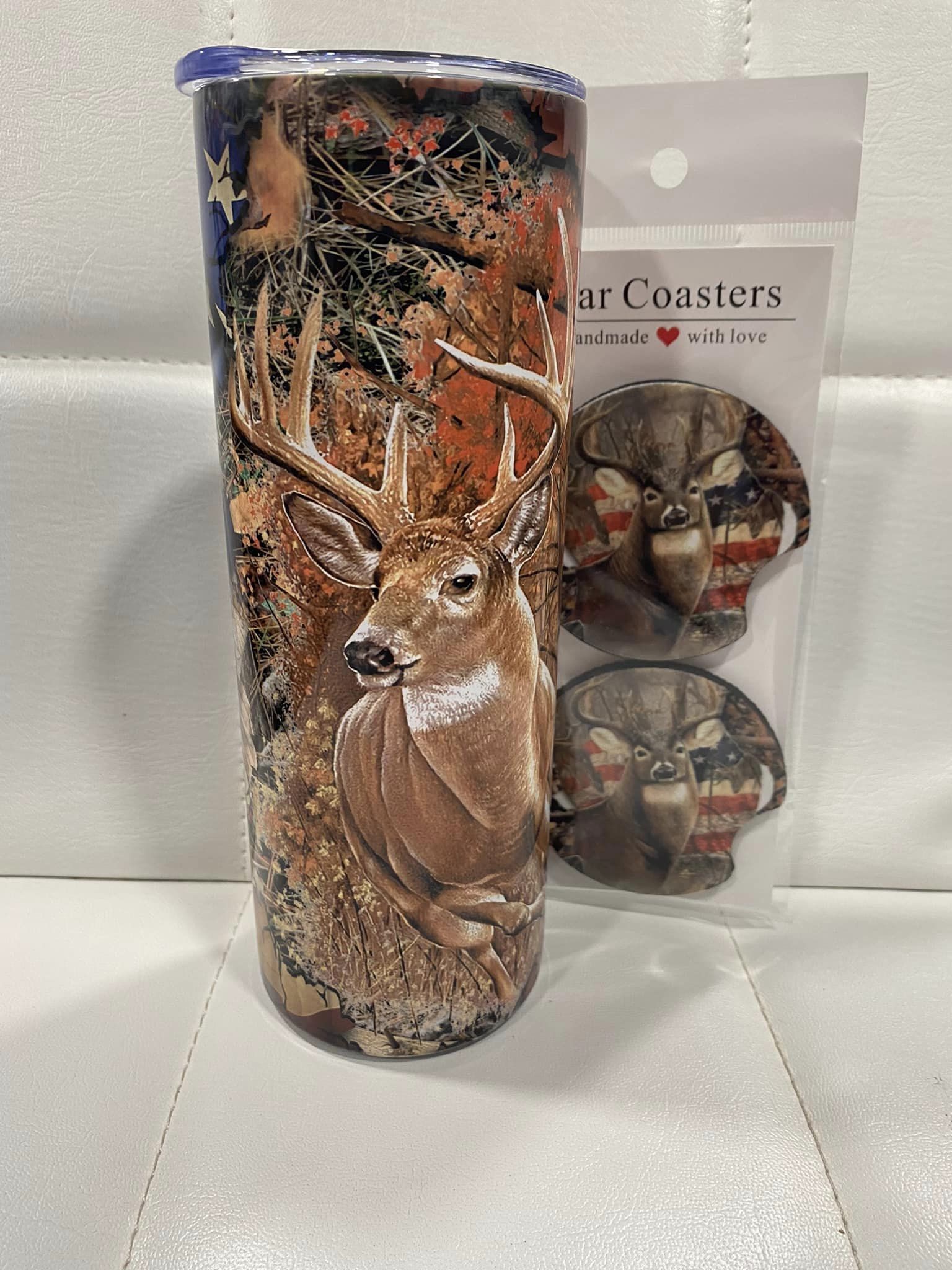 20oz Buck Tumbler with Matching coasters