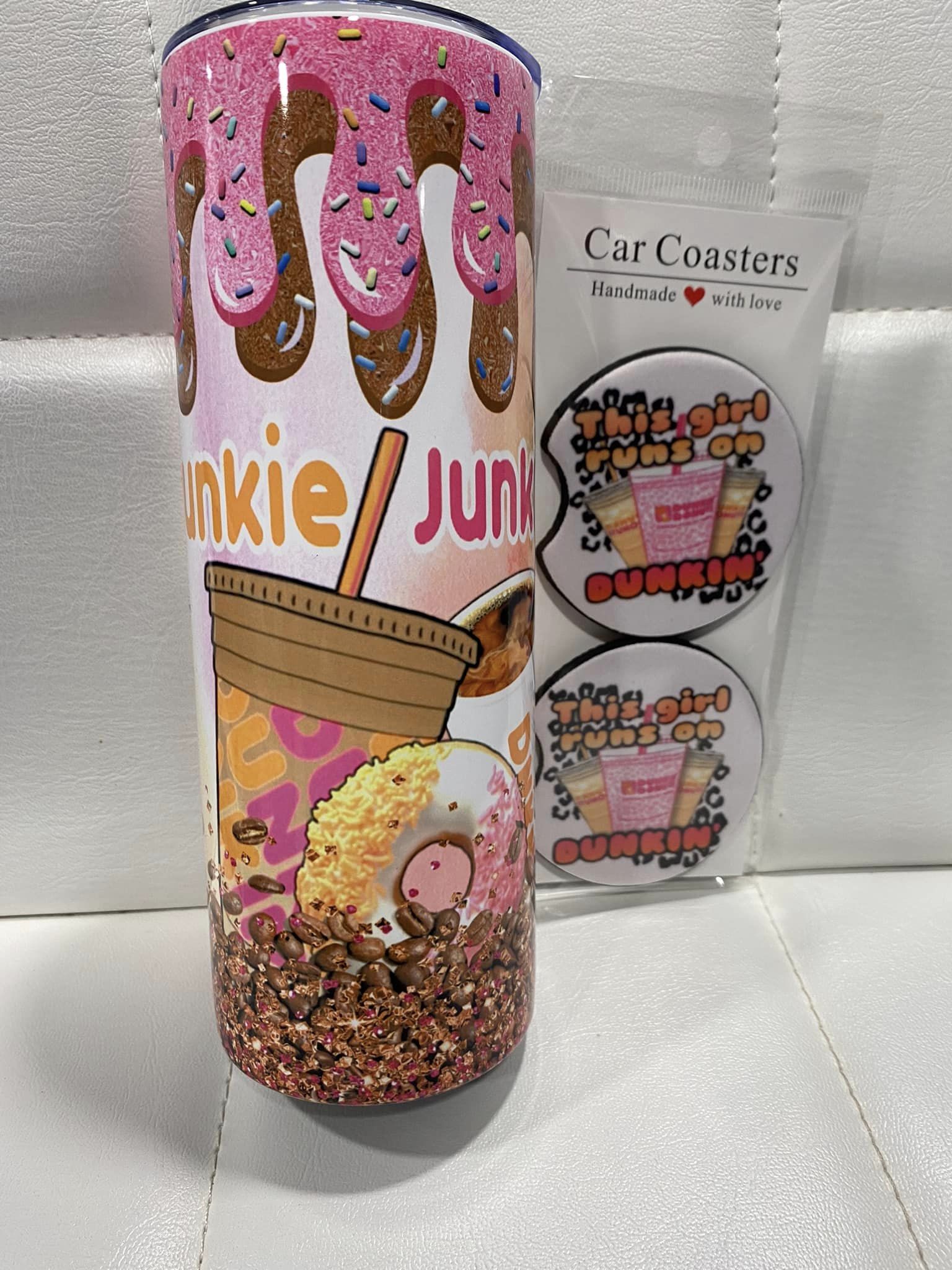 20oz Dunkie Junkie Tumbler with Matching coasters