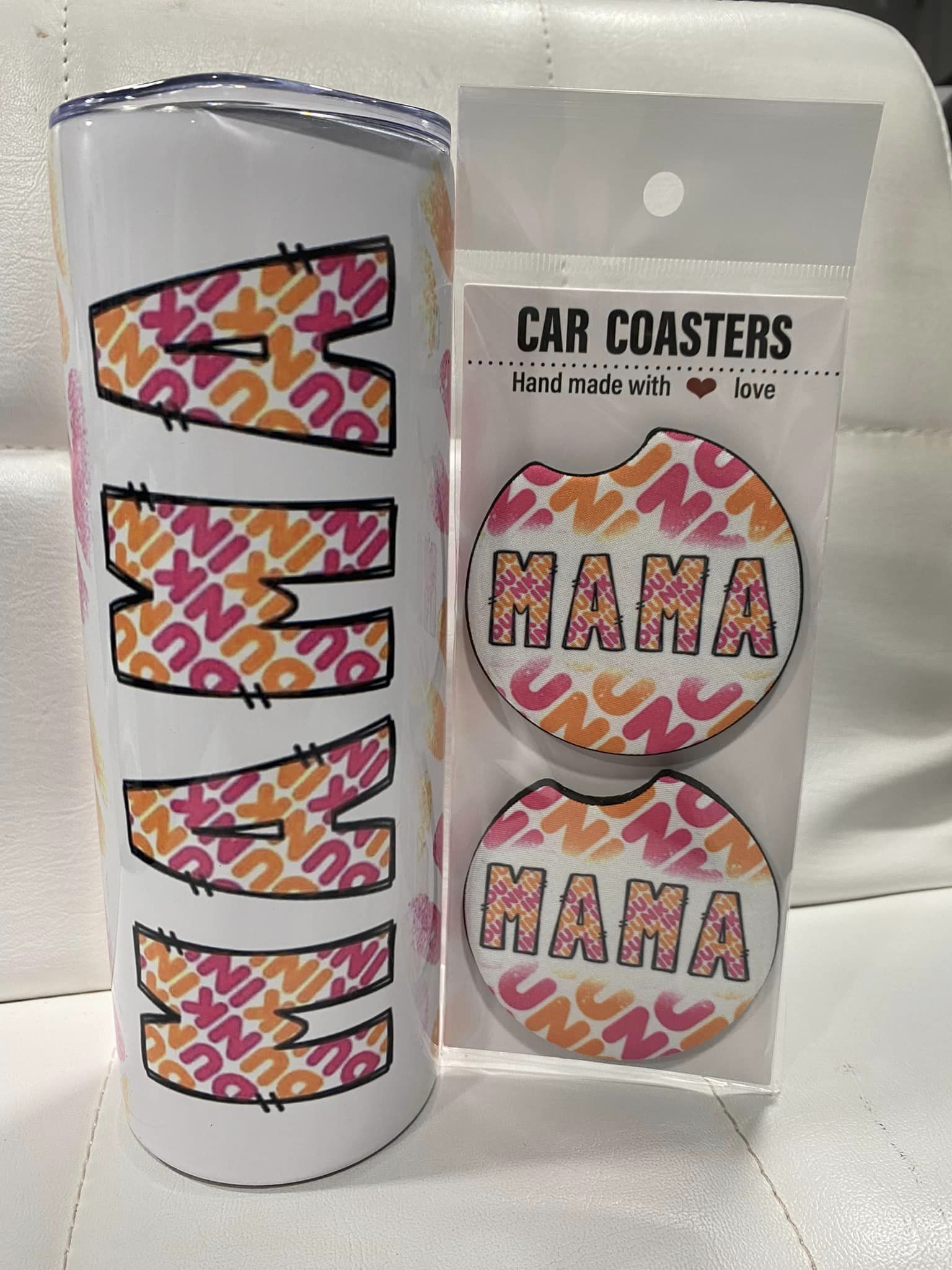 20oz MAMA Dunkin Tumbler with Matching coasters