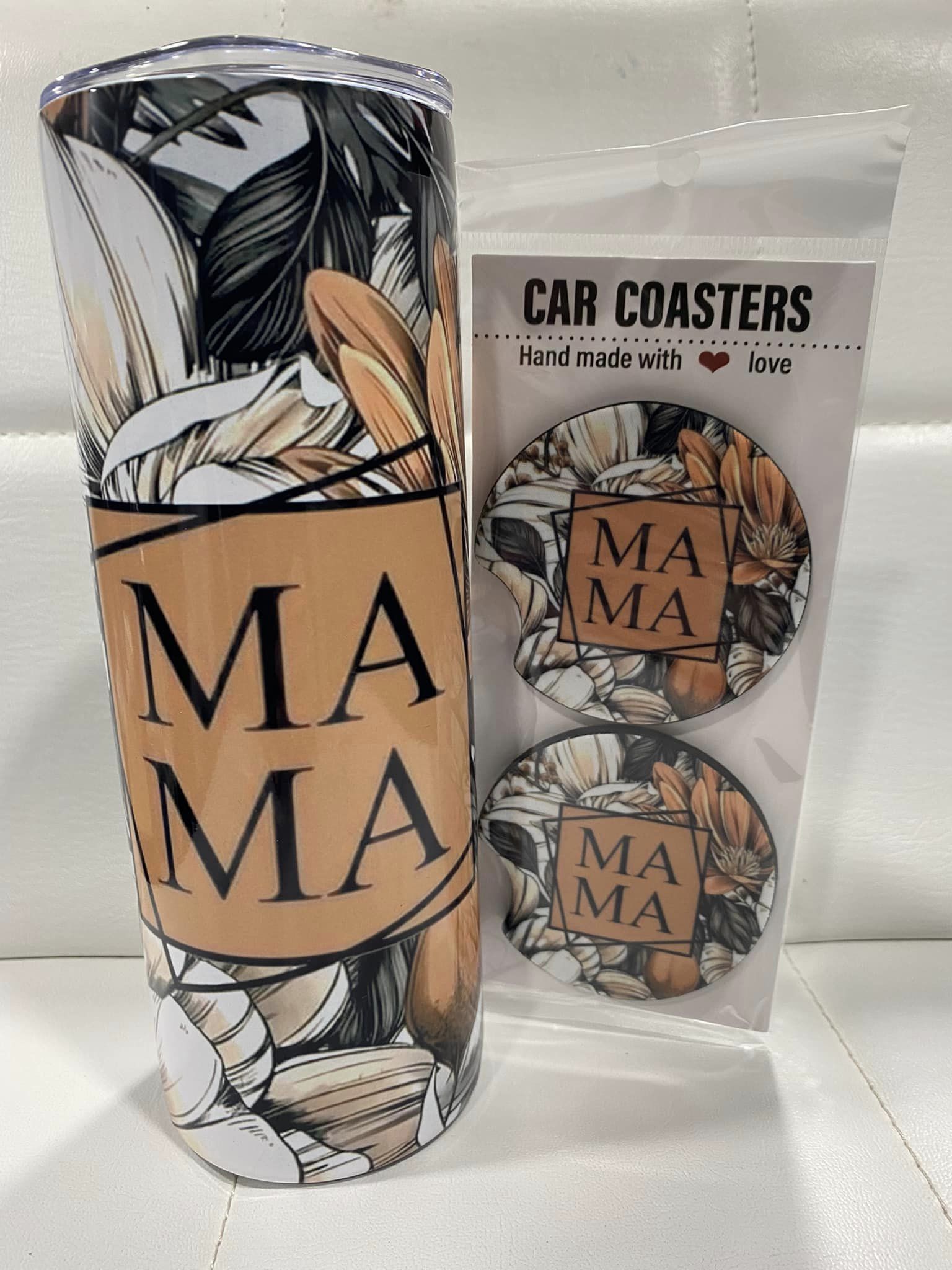 20oz MAMA tumbler with Matching coasters