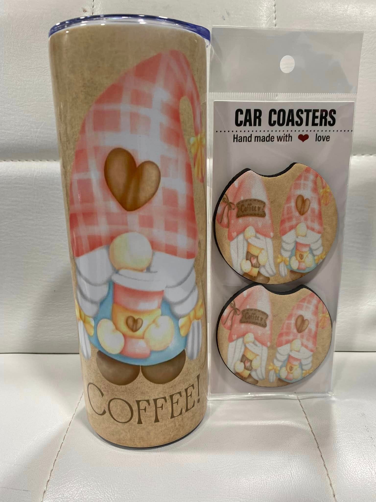 20oz Coffee Gnome Tumbler with Matching coasters