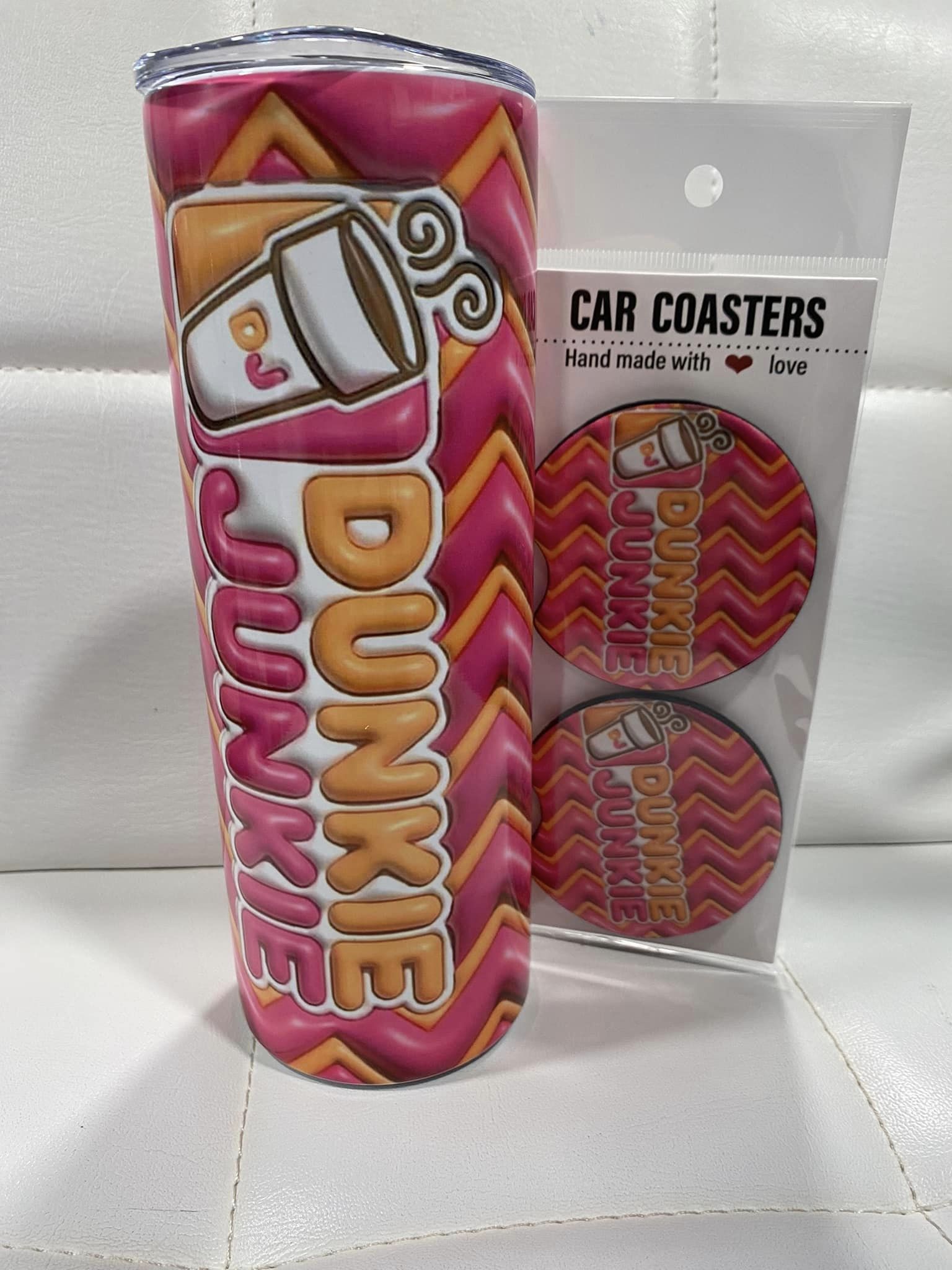 20oz Dunkie Junkie Tumbler with Matching coasters