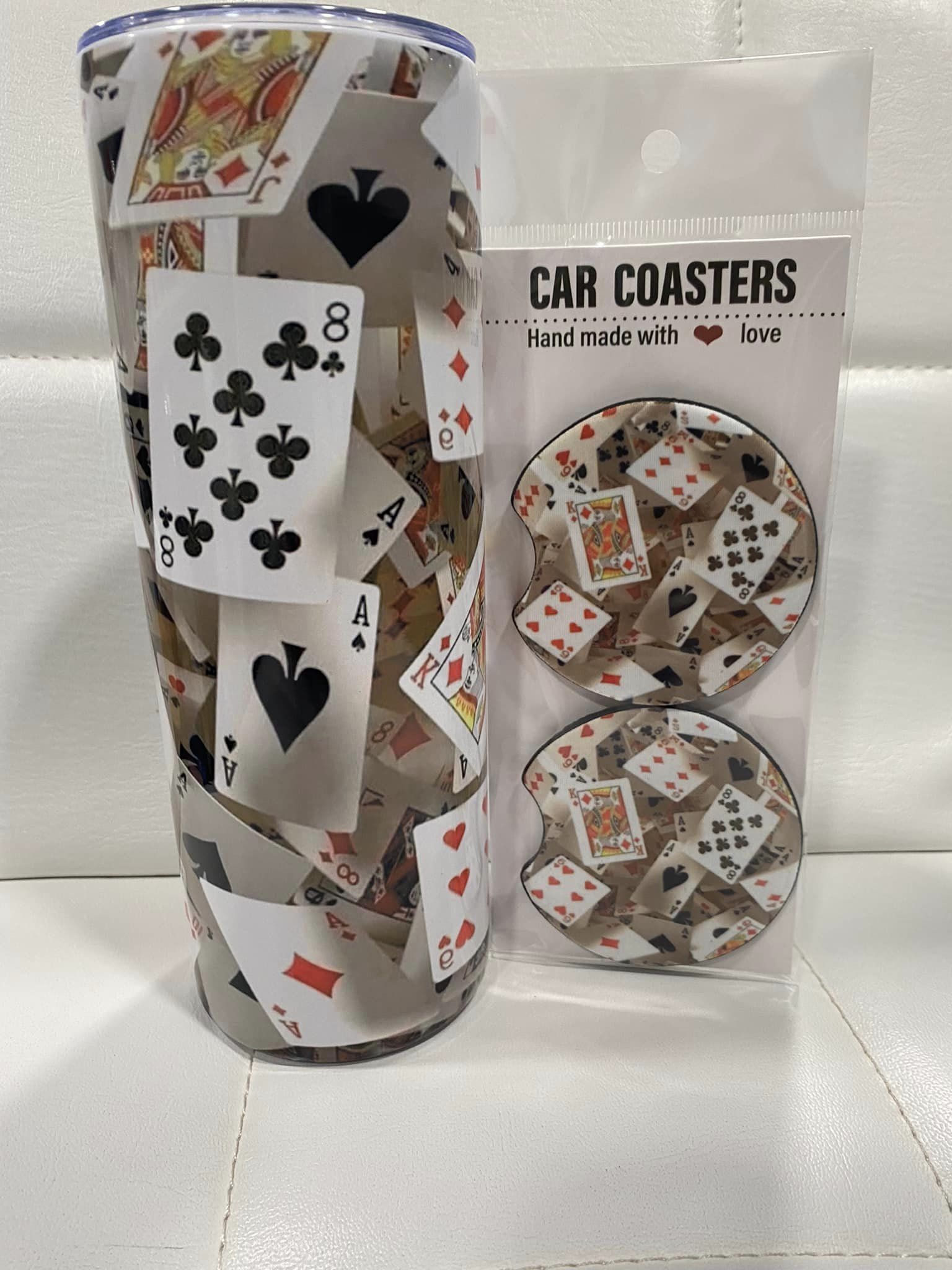 20oz Playing Cards Tumbler with Matching coasters