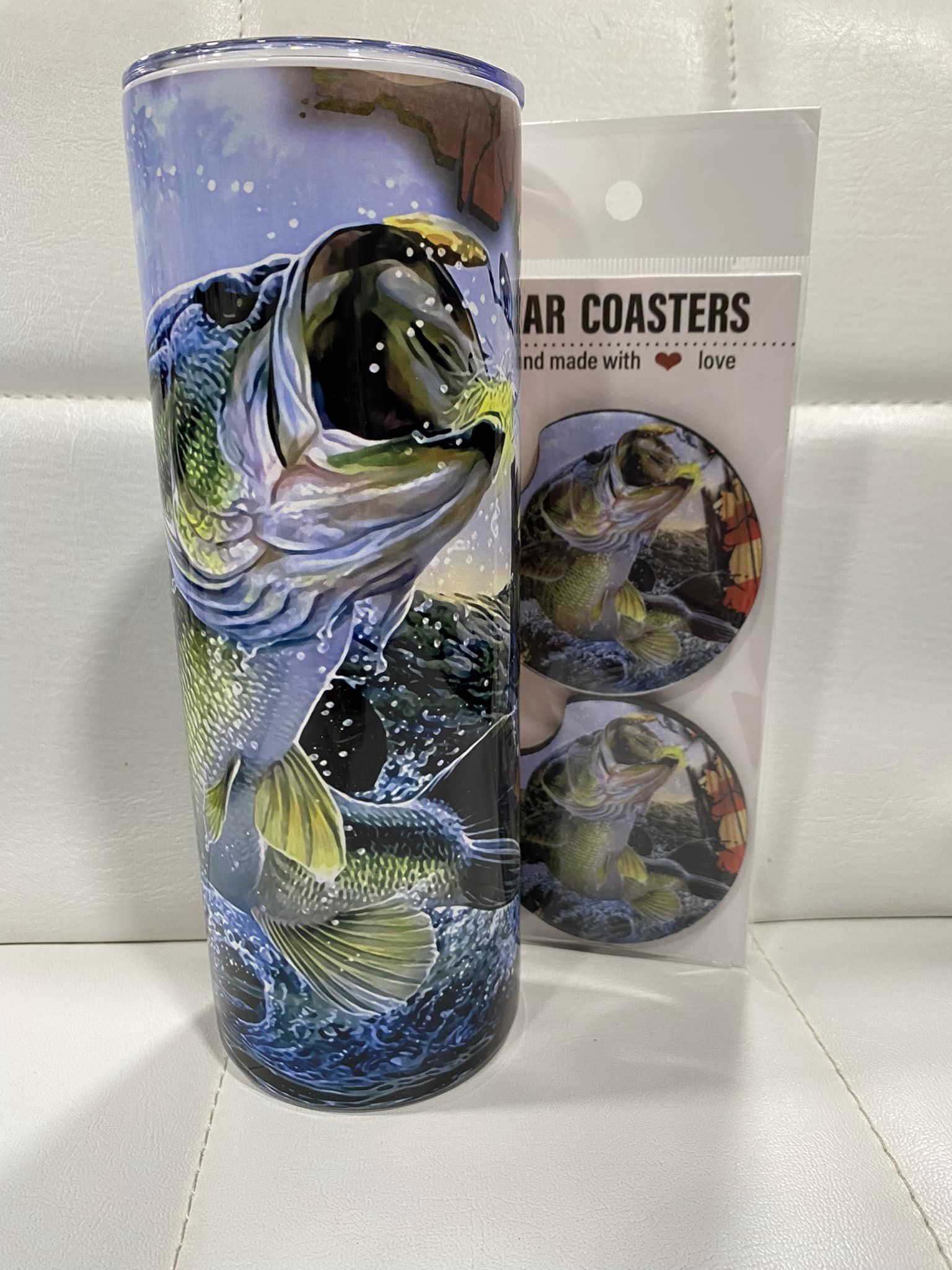 20oz Fish Tumbler with Matching coasters