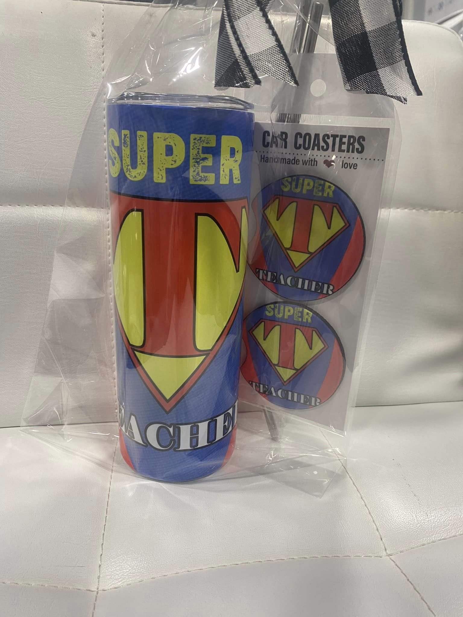 20oz Super Teacher Tumbler with Matching coasters