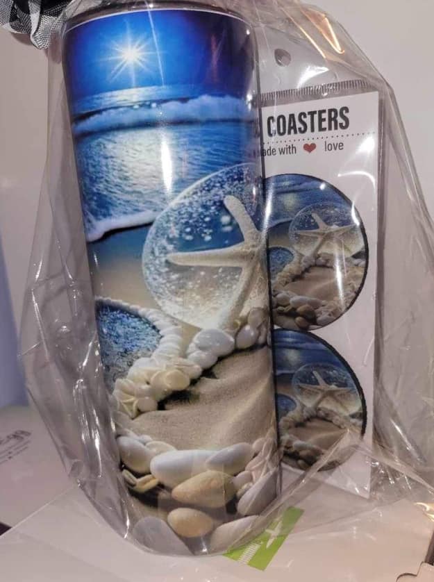 20oz Beach Tumbler with Matching coasters