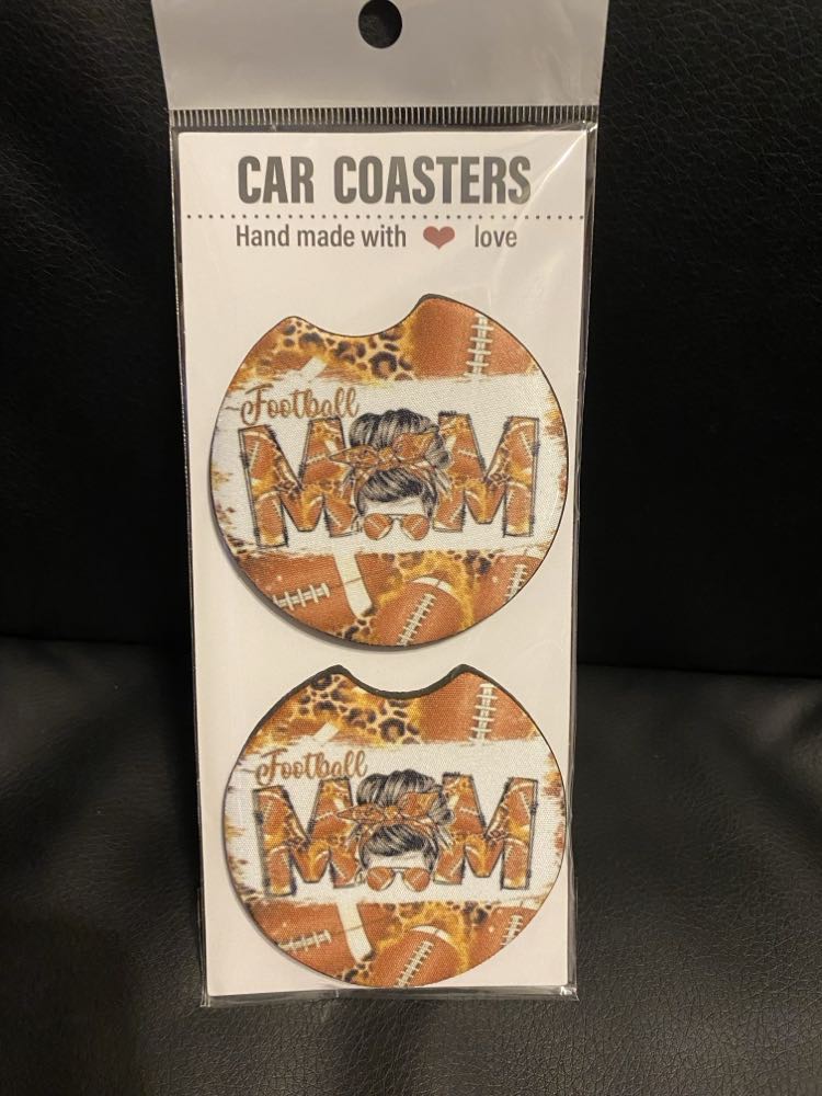 Football MOM-Car coasters-set of 2