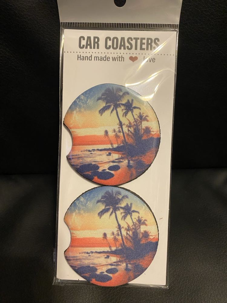 Beach-Car coasters-set of 2