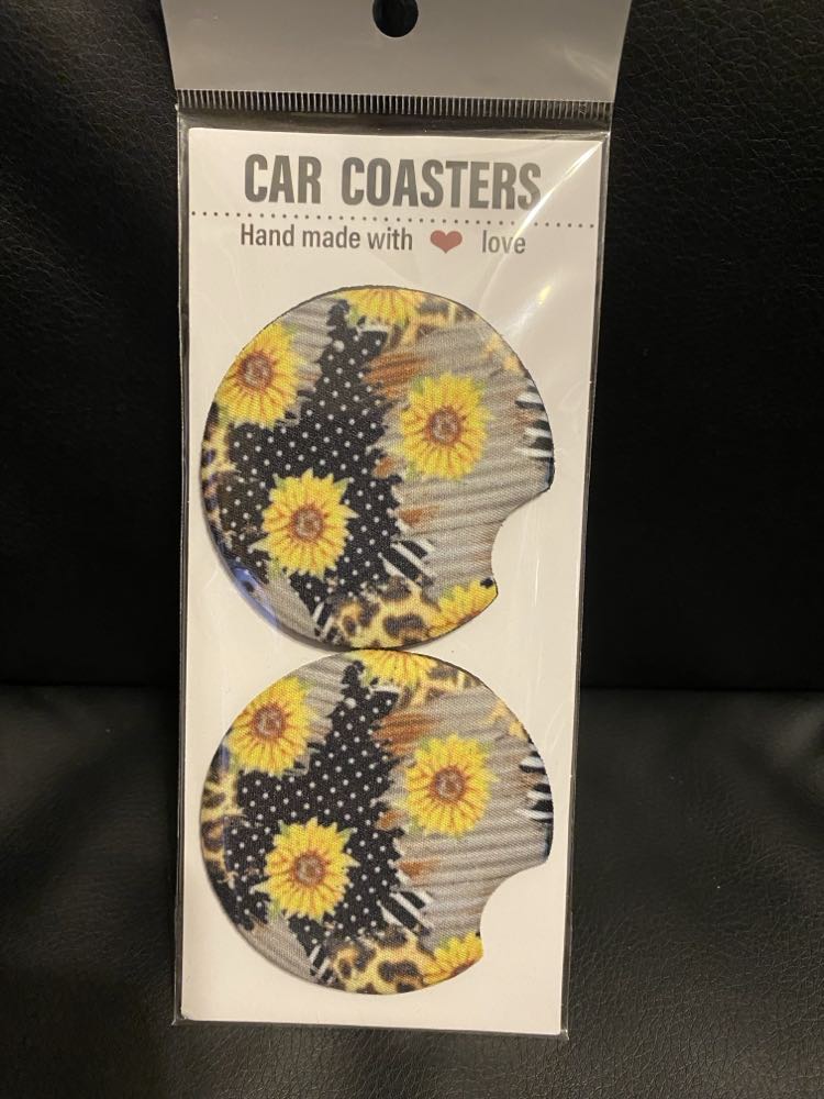 Sunflower Barn Tin coasters-set of 2