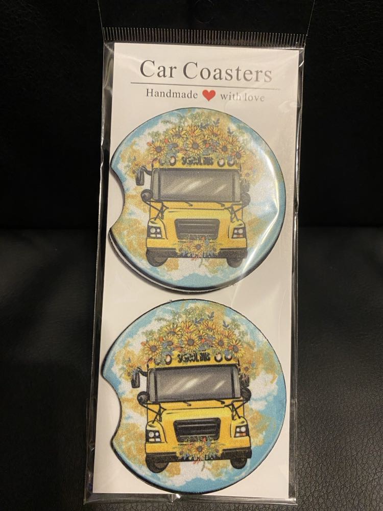 School Bus-Car coasters-set of 2