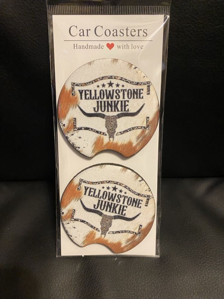 Yellowstone Junkie-Car coasters-set of 2