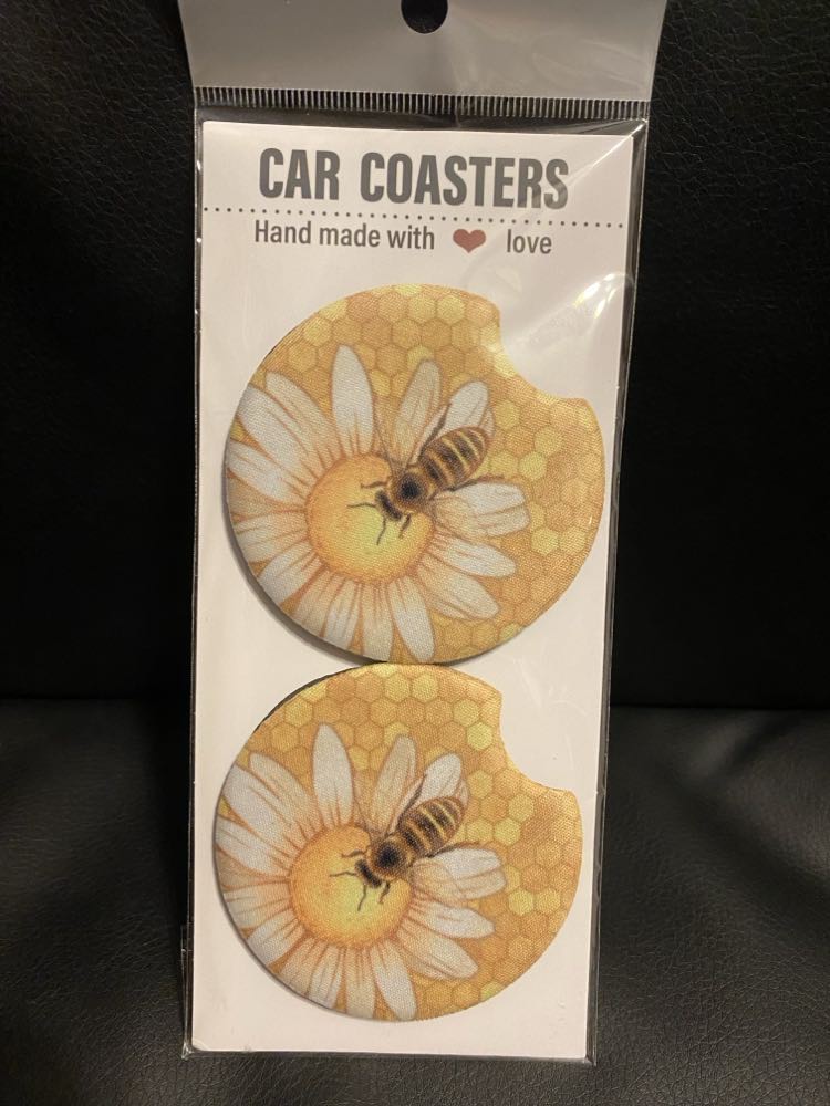 Honey Bee-Car coasters-set of 2