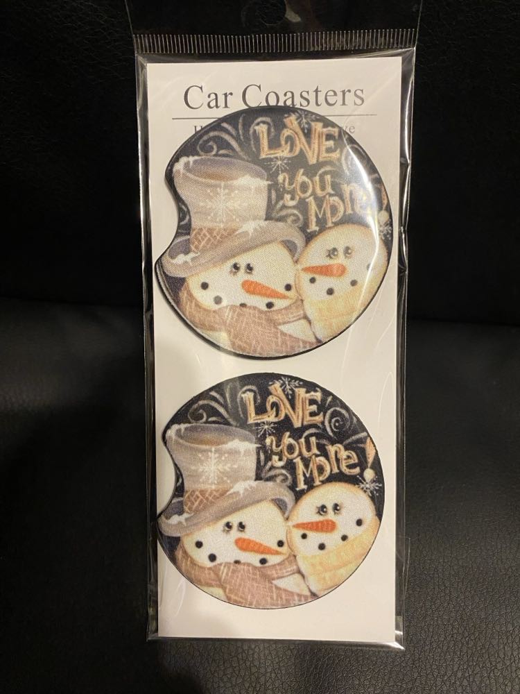 Love you More Snowman Car coasters-set of 2