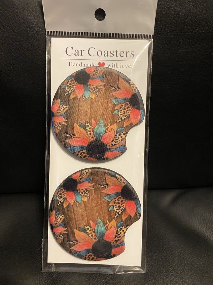 Leopard Floral coasters-set of 2