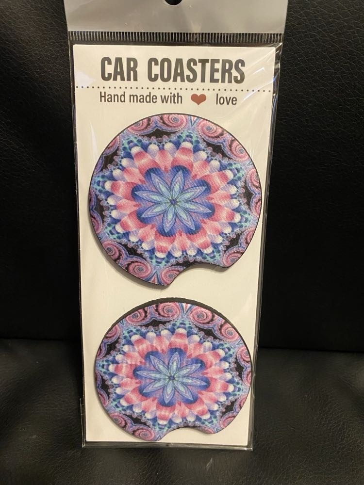 Kaleidoscope Floral -Car coasters-set of 2