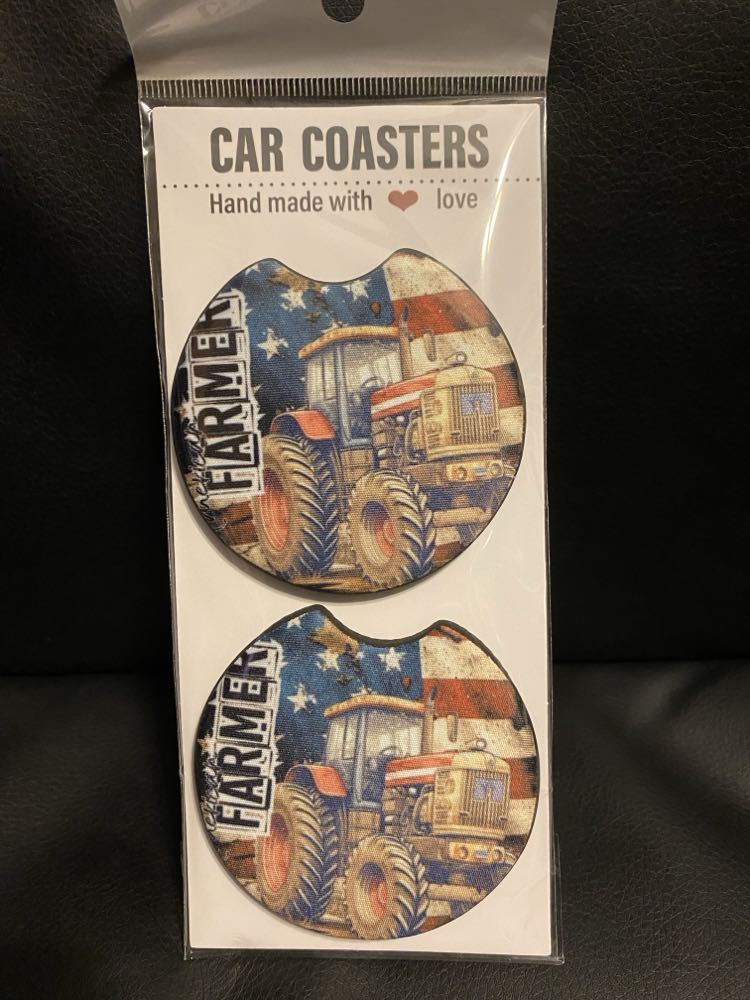 Farmer-Car coasters-set of 2