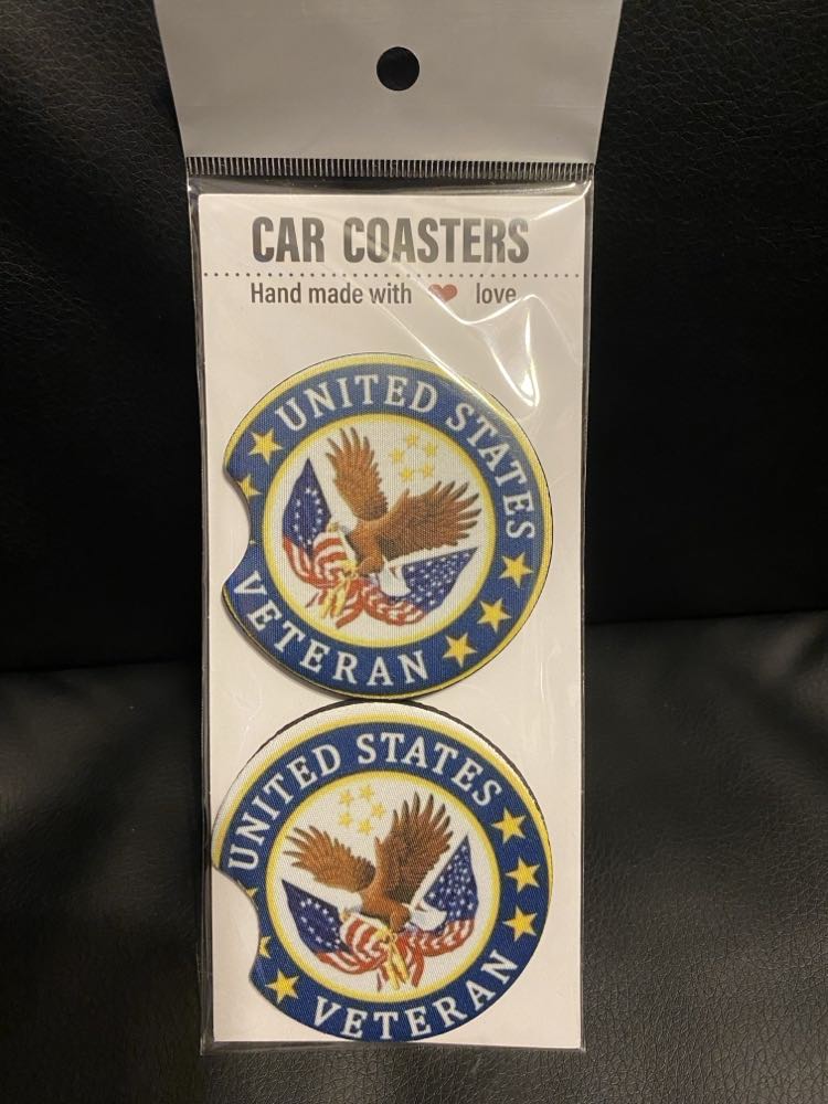 U.S. Veteran-Car coasters-set of 2