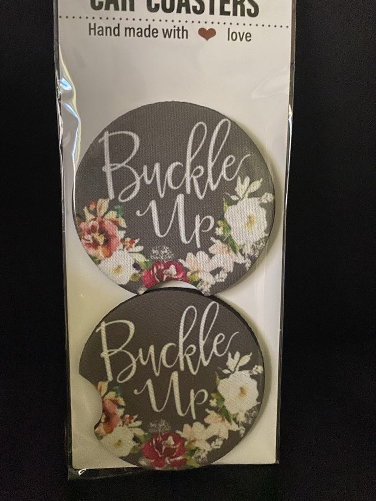 Buckle Up-Car coasters-set of 2