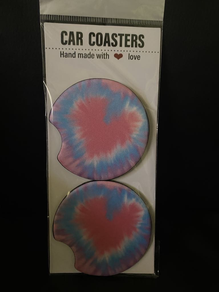 Tie-Dye Heart-Car coasters-set of 2