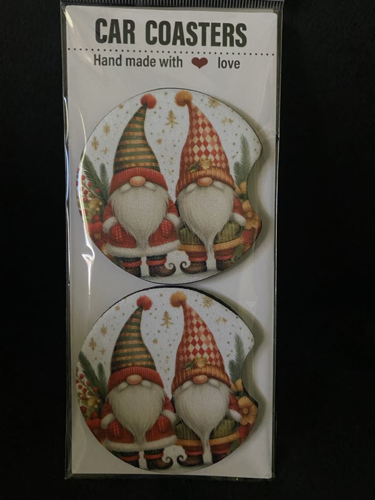 Holiday Gnomes-Car coasters-set of 2