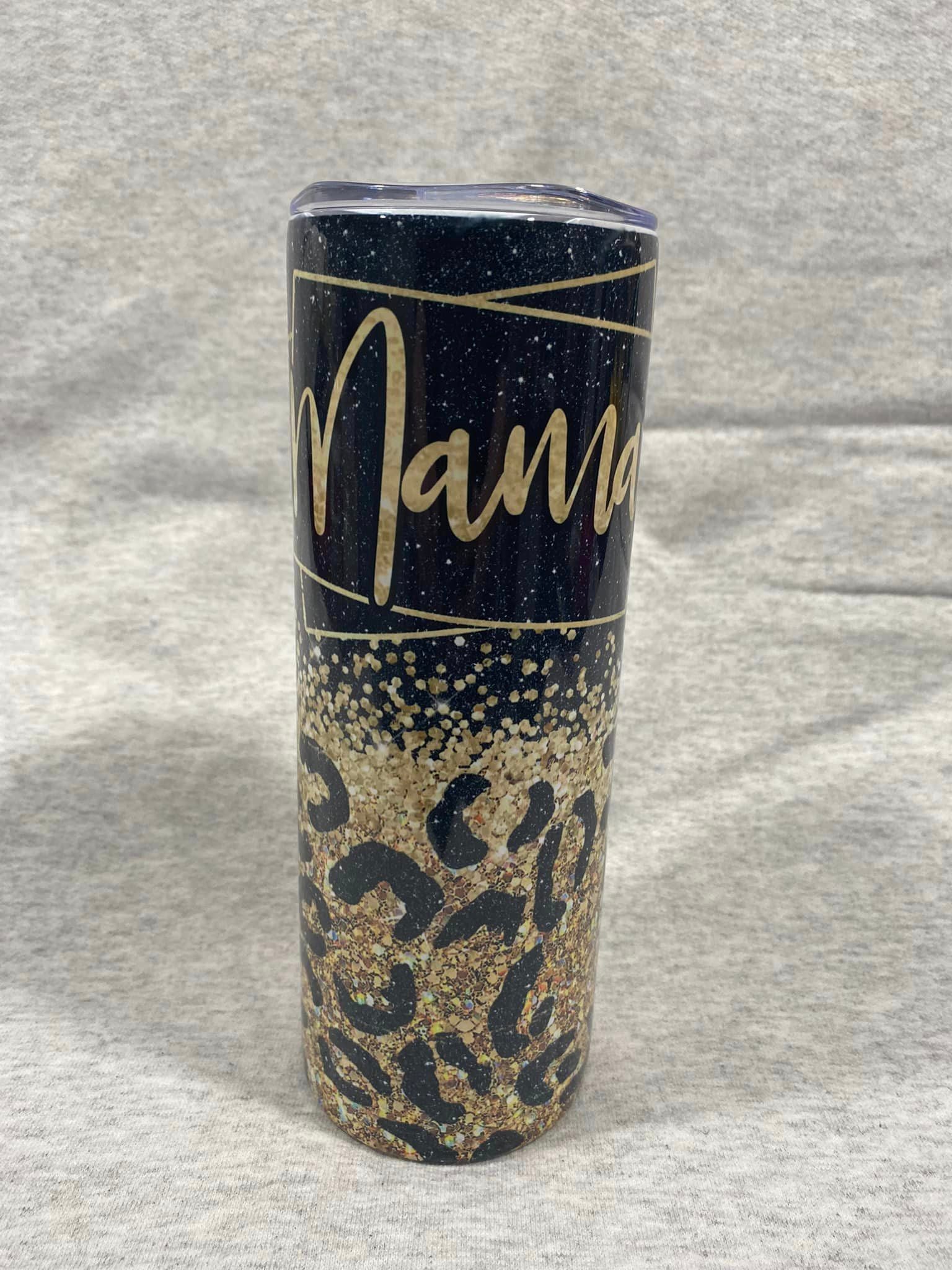 20oz Mama Glitter Leopard Tumbler