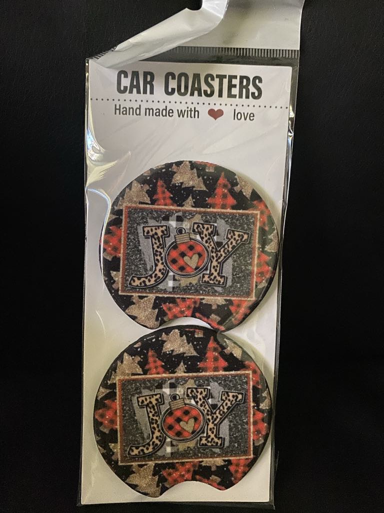 Christmas JOY-Car coasters-set of 2