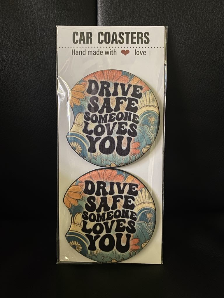 Drive Safe-Car Coasters set of 2