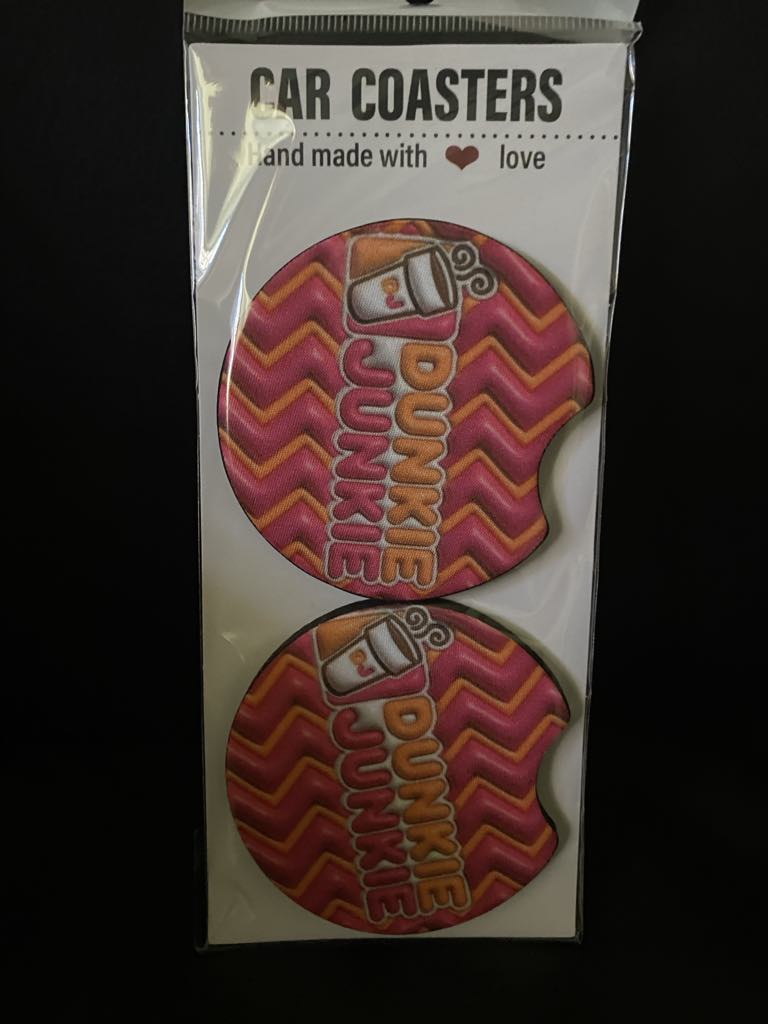 Puffy Dunkie Junkie-Car coasters-set of 2