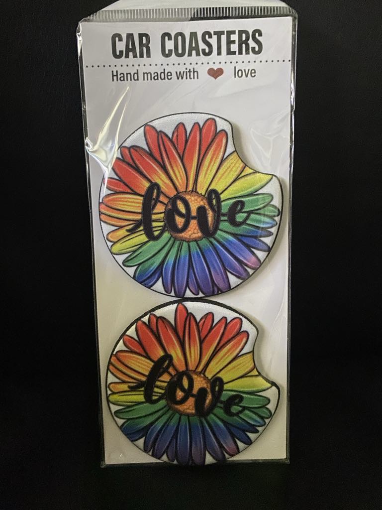 LOVE-Car Coasters set of 2