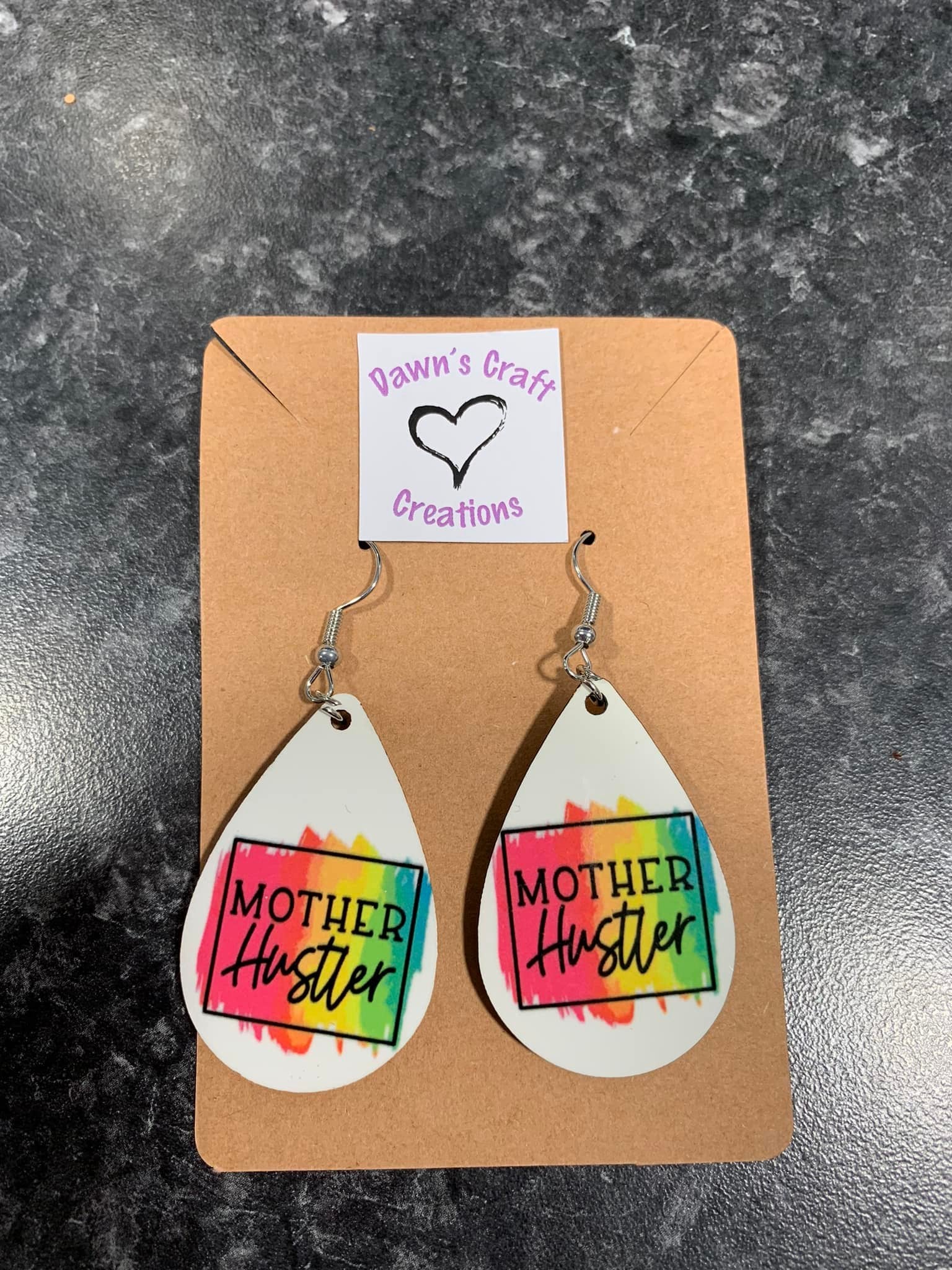 Mother Hustler Tear Drop Earrings