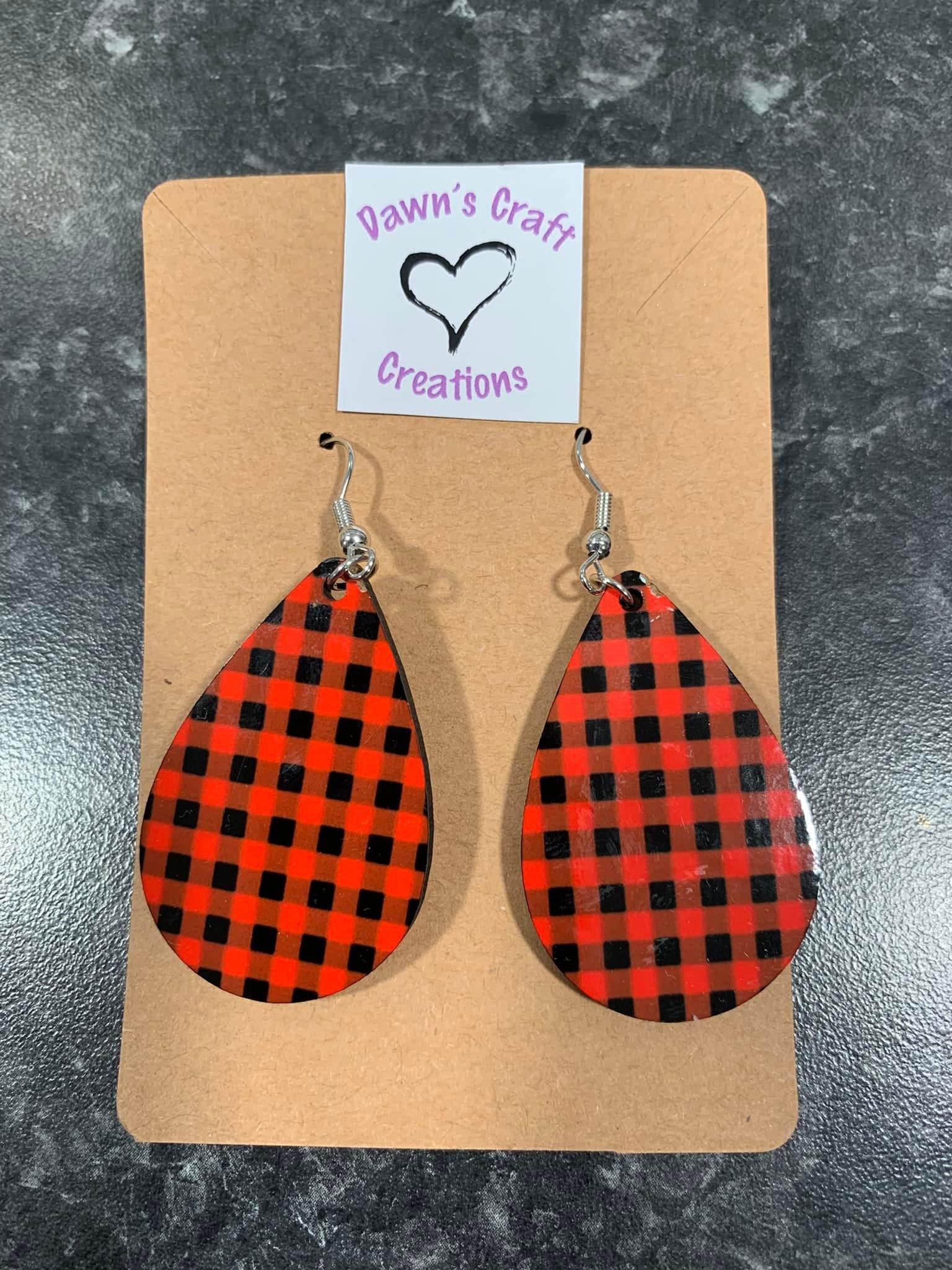 Buffalo Plaid Teardrop Earrings