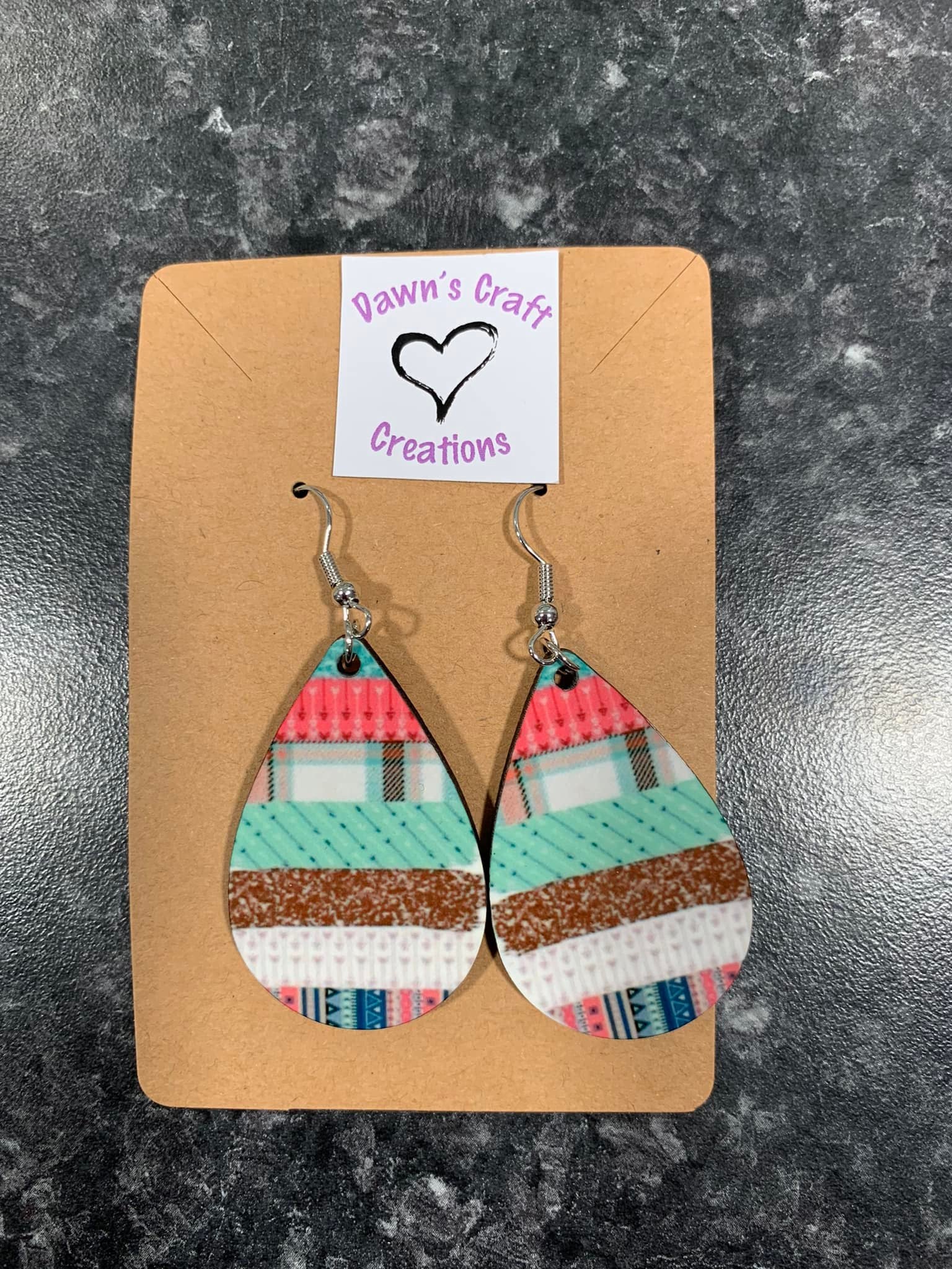 Multi Colored Ripped Stripe Teardrop Earrings