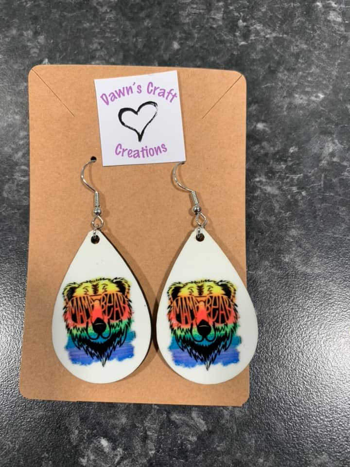 Mama Bear Teardrop Earrings